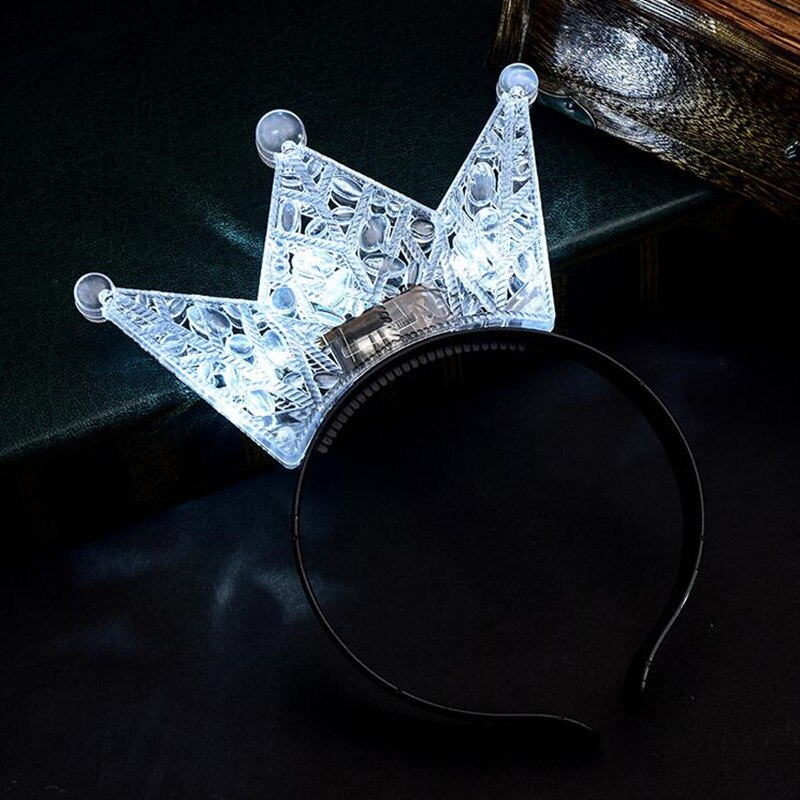 Colorful Princess Tiara Crown LED Flashing Headband Kids Adult Light Up Birthday Rave Glow Party Year Christmas Xmas Navidad: hollow out white