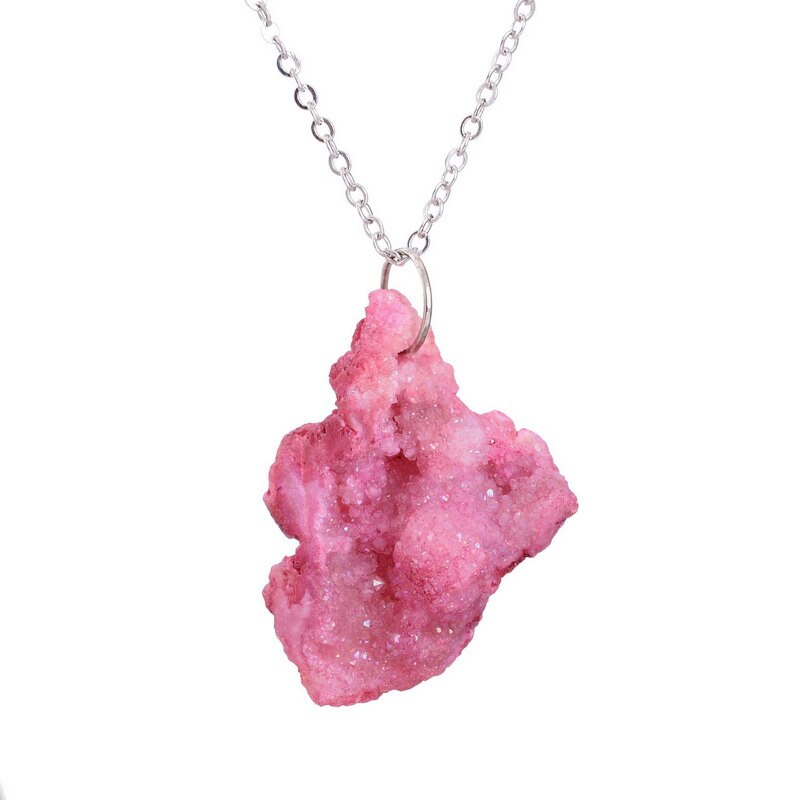 Onregelmatige Natuursteen Quartz Crystal Hangers Kettingen voor Vrouwen Drusy Druzy Zilver Kleur Chain Verklaring Ketting Sieraden: 9