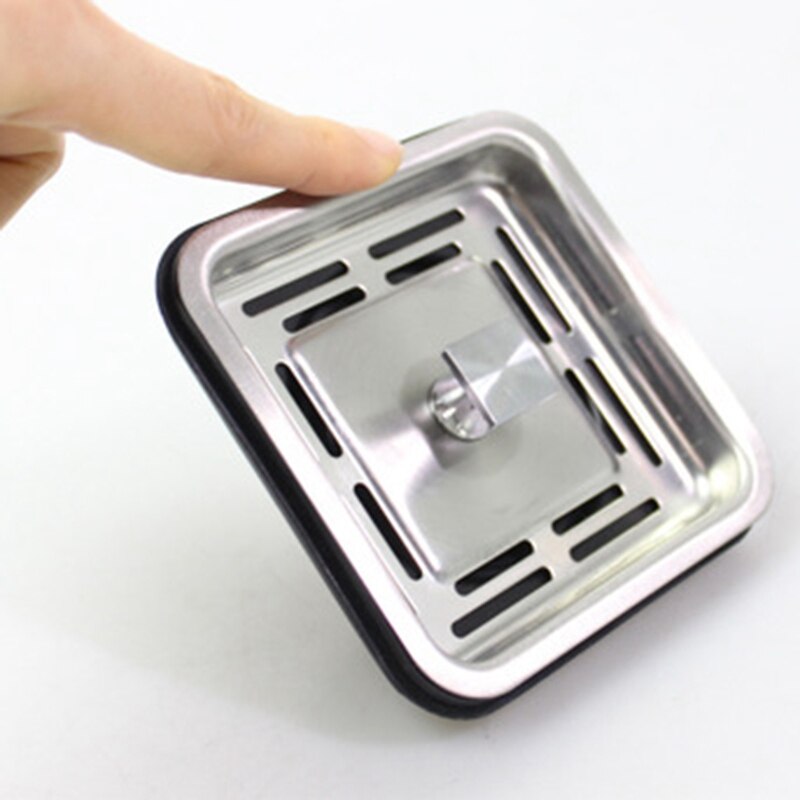 Stainless Steel Square Sink Strainer Plug Kitchen Sink Drain Mesh Stopper Basket Strainer Waste Plug Kitchen Appliances