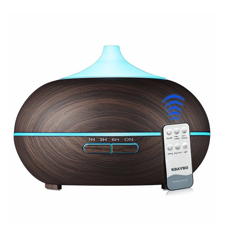 300 Ml Aroma Diffuser Aromatherapie Houtnerf Essentiële Olie Diffuser Ultrasone Cool Mist Luchtbevochtiger Voor Thuis Afstandsbediening: dark color / ons