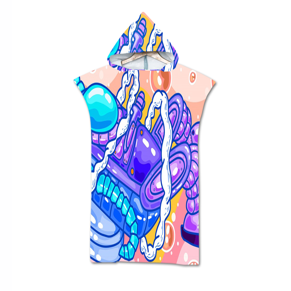 Bata de baño con capucha de microfibra para adultos, Toalla de baño con estampado geométrico de Graffiti de animales, ropa de playa para nadar y surfear: 2