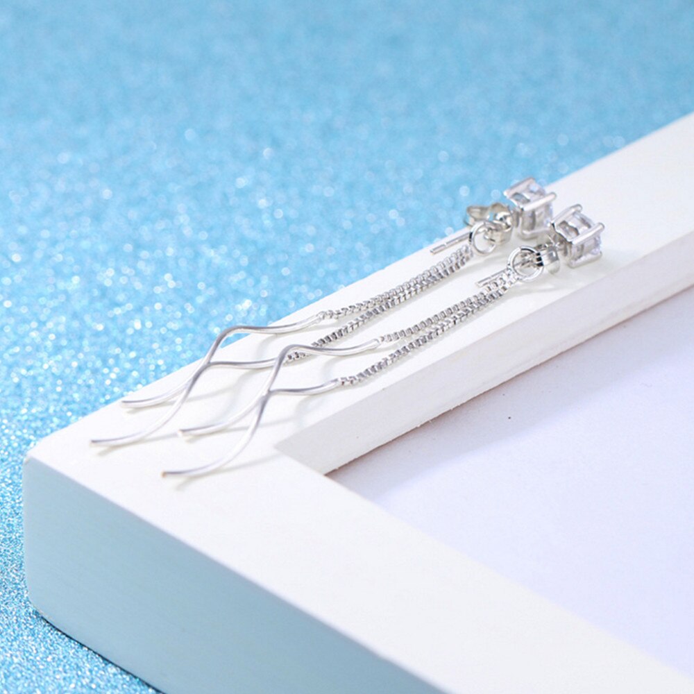 NEHZY S925 timbro gioielli in argento temperamento da donna sezione lunga filo per orecchio nappa femminile orecchini a quattro artigli zirconi cubici