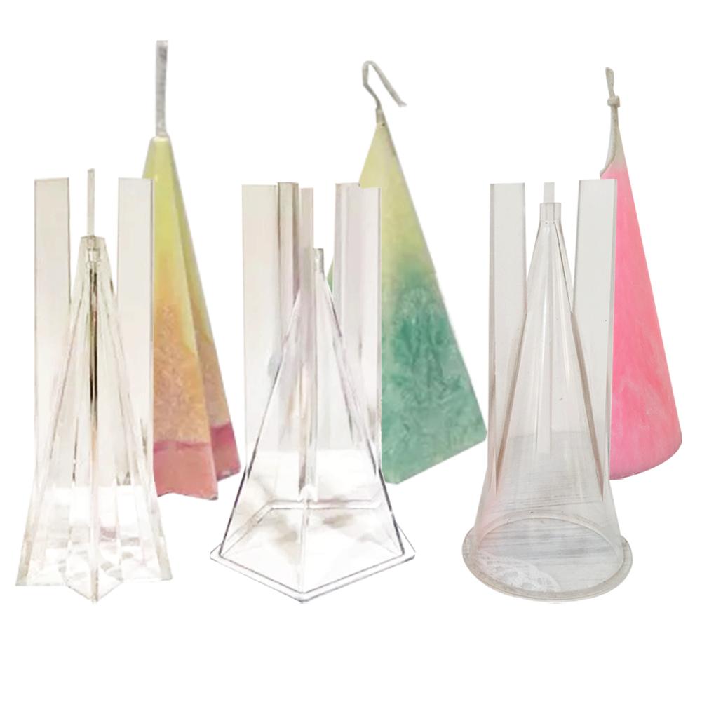 Pyramid Shape Candle Making Handmade Plastic Conical Candle Molds Birthday Christmas Decoration Diy Candel Mold