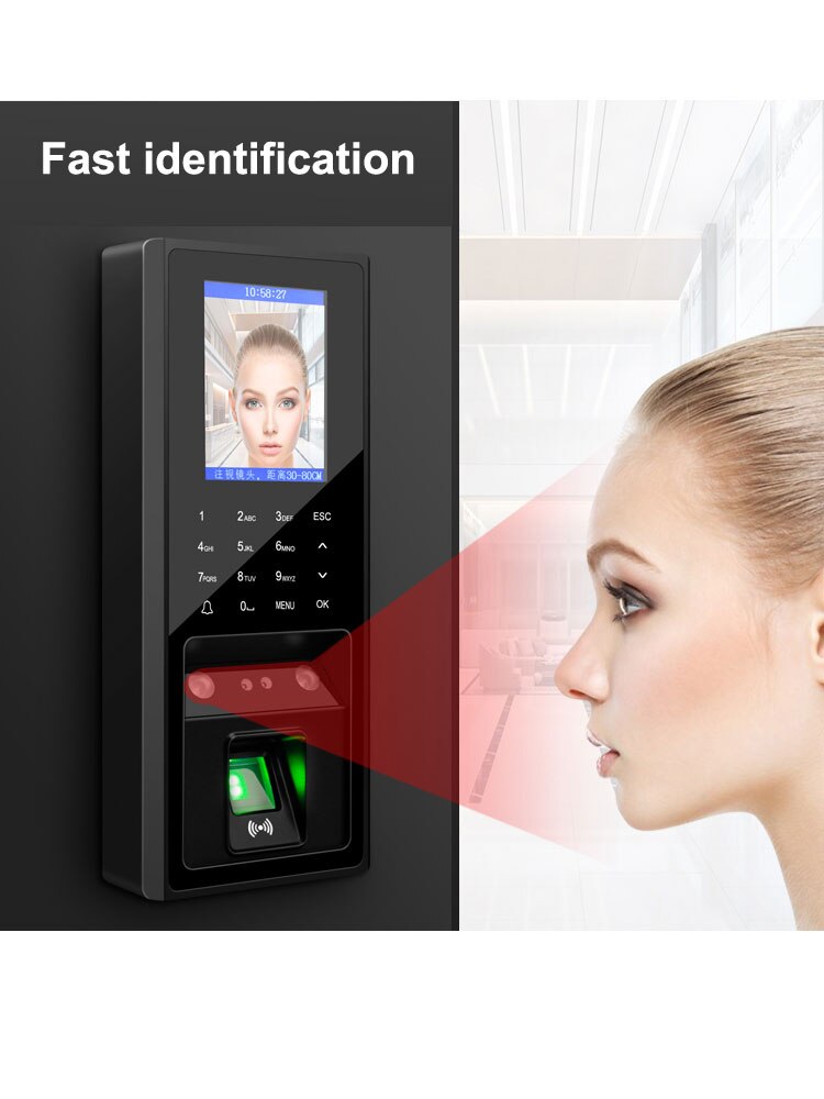 TCP Biometric Fingerprint & face Access Control device System support 300pcs faces /3000 figners 2.8inch LCD