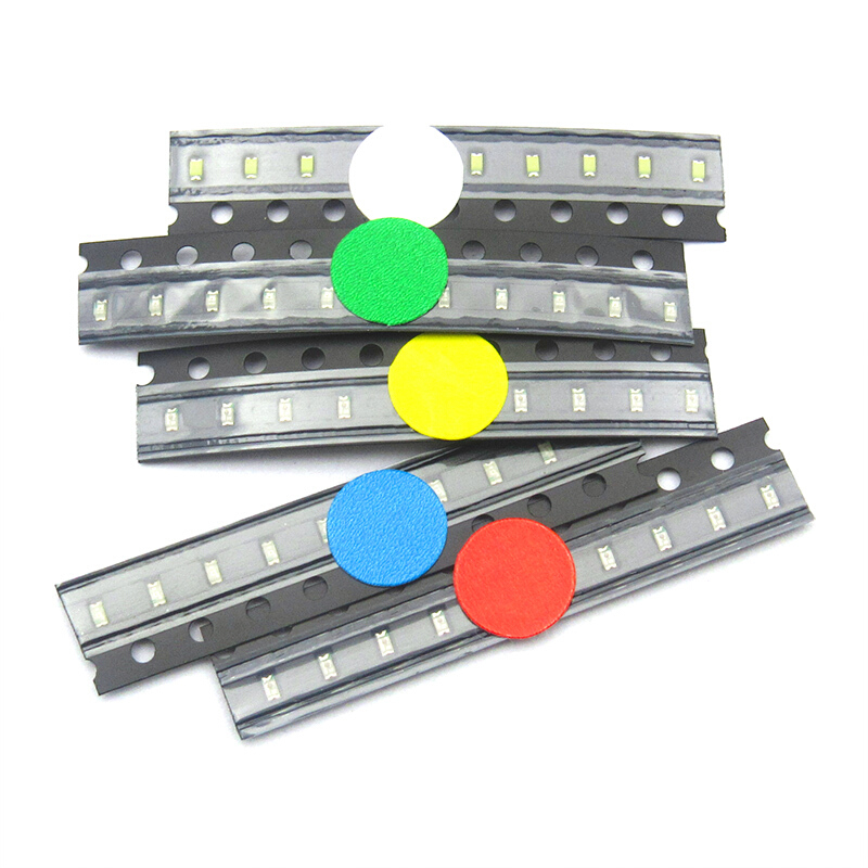 Diodos LED SMD 100 de 1206 piezas, luz amarilla, roja, verde, azul y blanca,