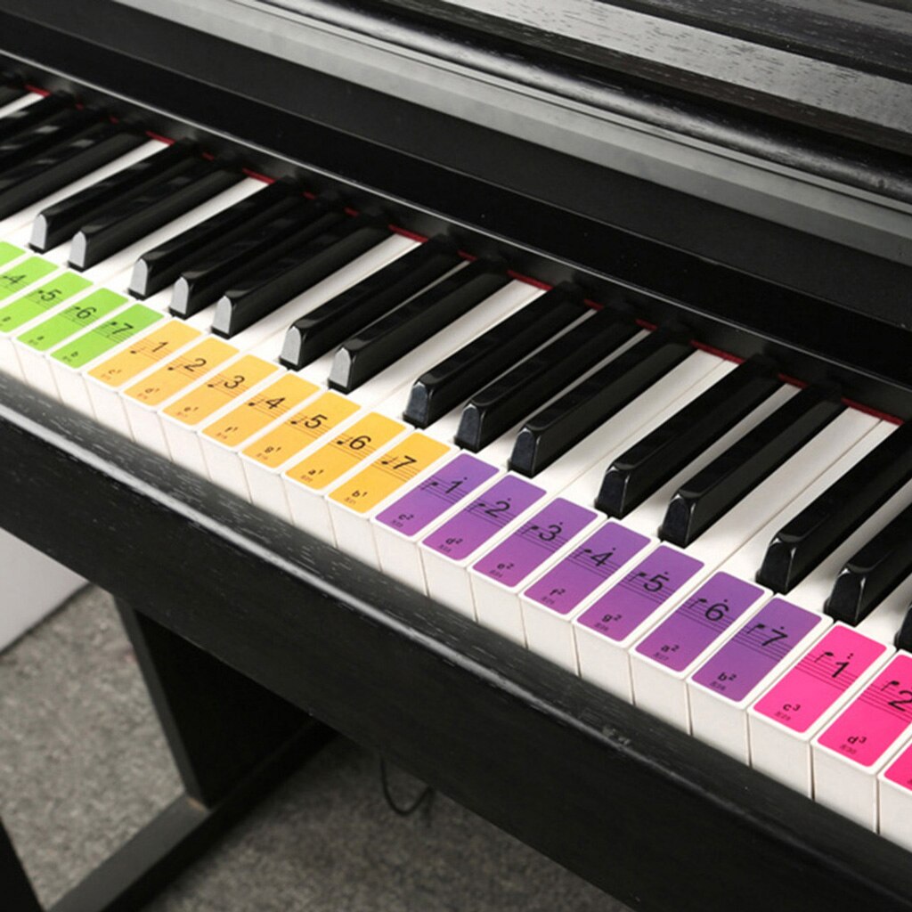 Colored Piano Keyboard Stickers Removable for Kids Beginners Piano Learning