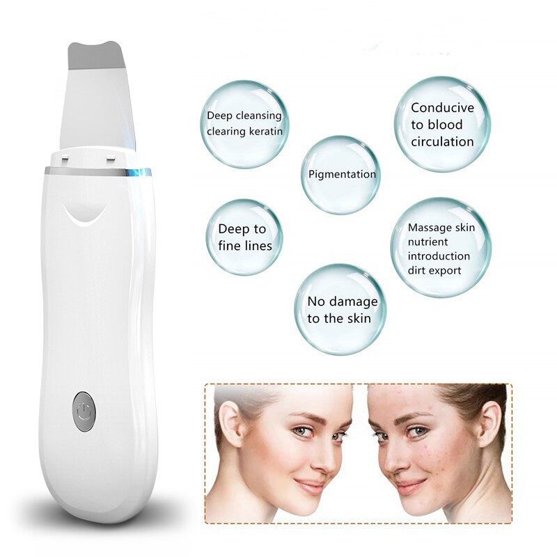 Ultrasonic Skin Scrubber Vibration Deep Face Cleaning Machine Peeling Shovel Facial Pore Cleaner Ion Skin Scraper Face Scruuber