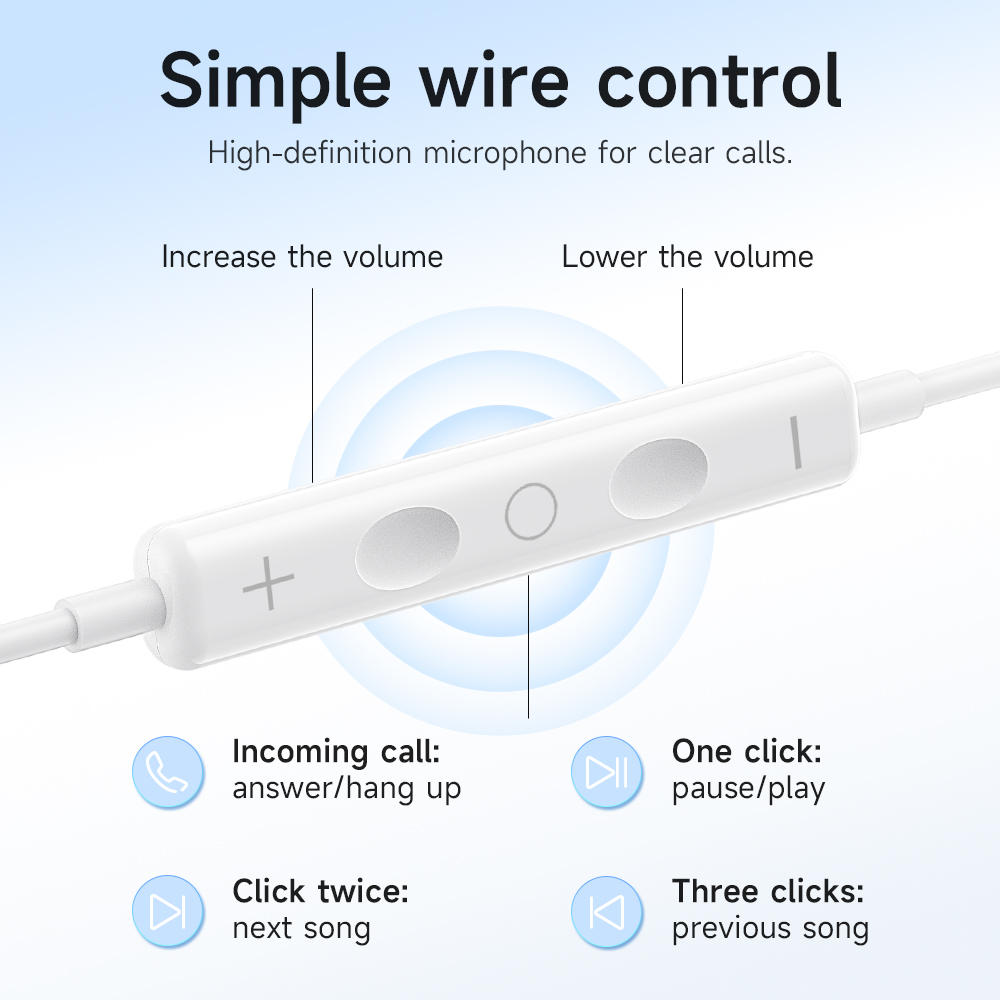 HOCO M109 3,5 mm przewodowe słuchawki douszne z mikrofonem Sterowane przewodowo słuchawki douszne do muzyki Sportowy zestaw słuchawkowy douszny