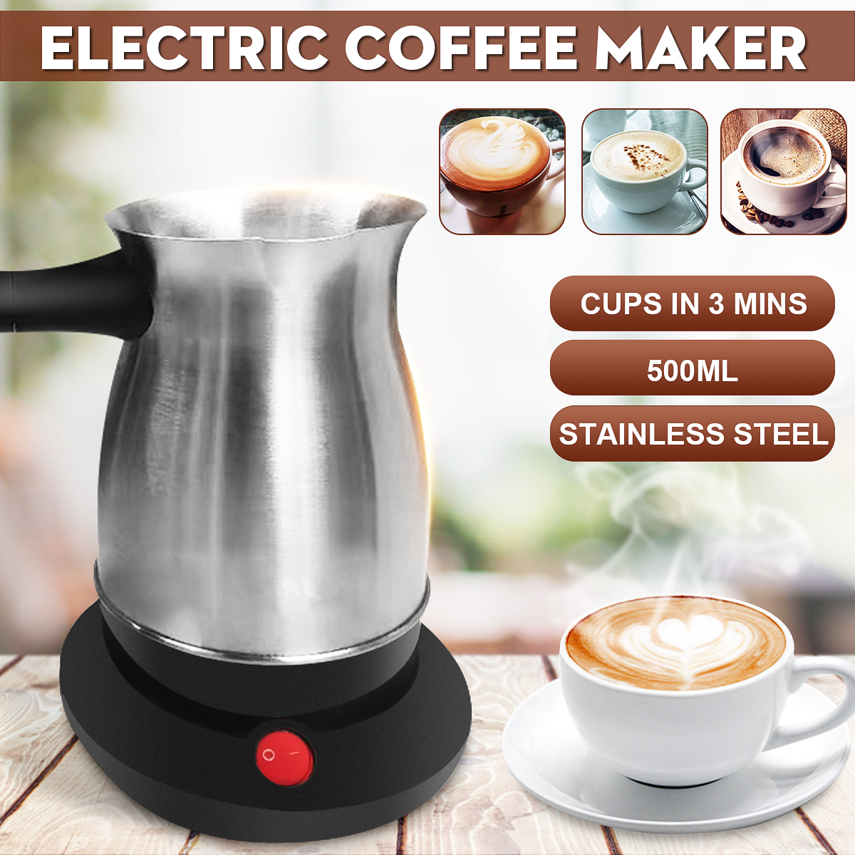 600w 220v kaffemaskine 304 rustfrit stål kalkun kaffemaskine elektrisk kaffekande kaffekedel til hjemmekontor