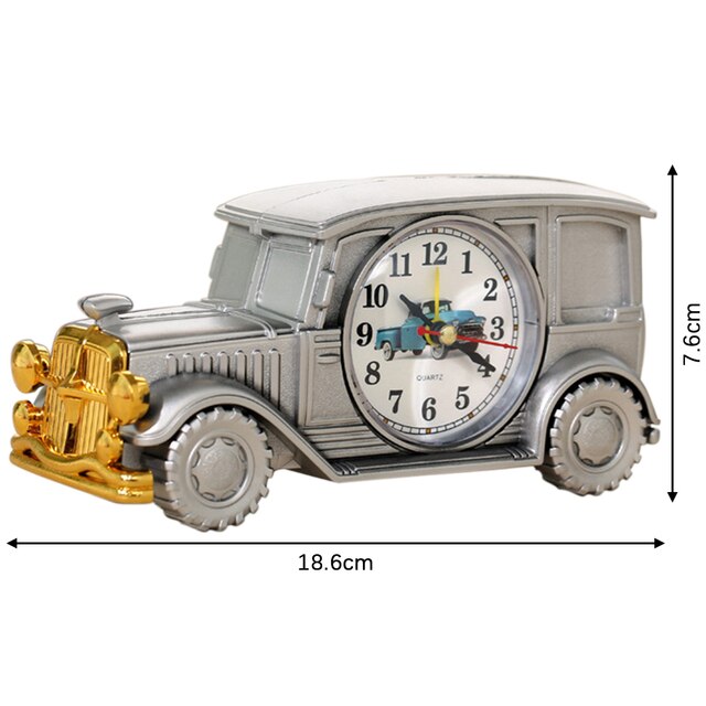 Réveil de voiture Vintage à piles, horloge analogique en plastique pour enfants, pour amis, décor de Table de chambre à coucher de maison: F