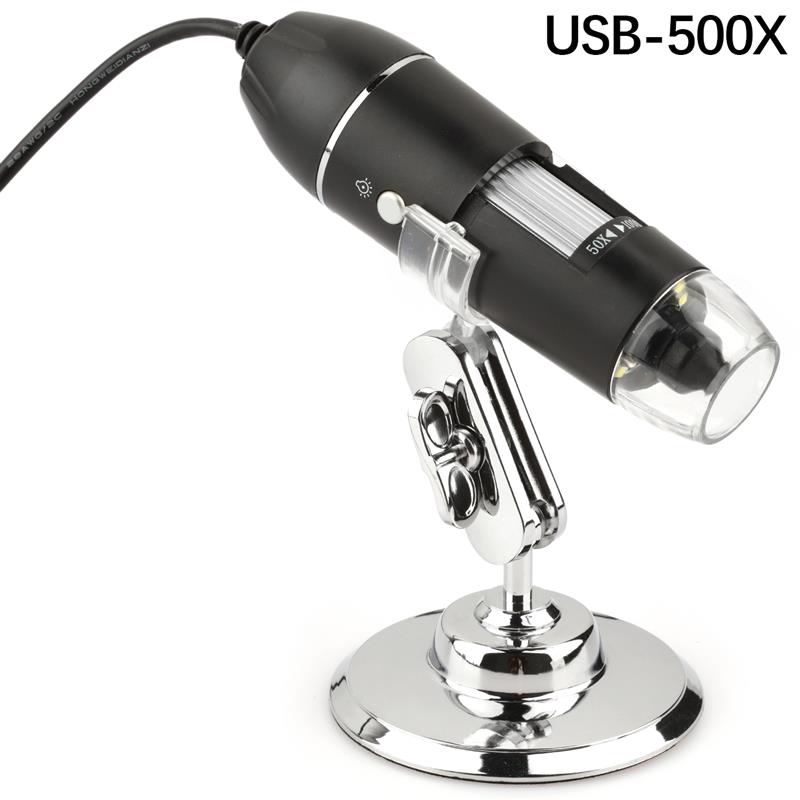 1600X USB Digital Microscope Handheld Portable Electron Microscope Camera Soldering Microscopes with 8 LEDs Bracket Mikroskop: USB-500X