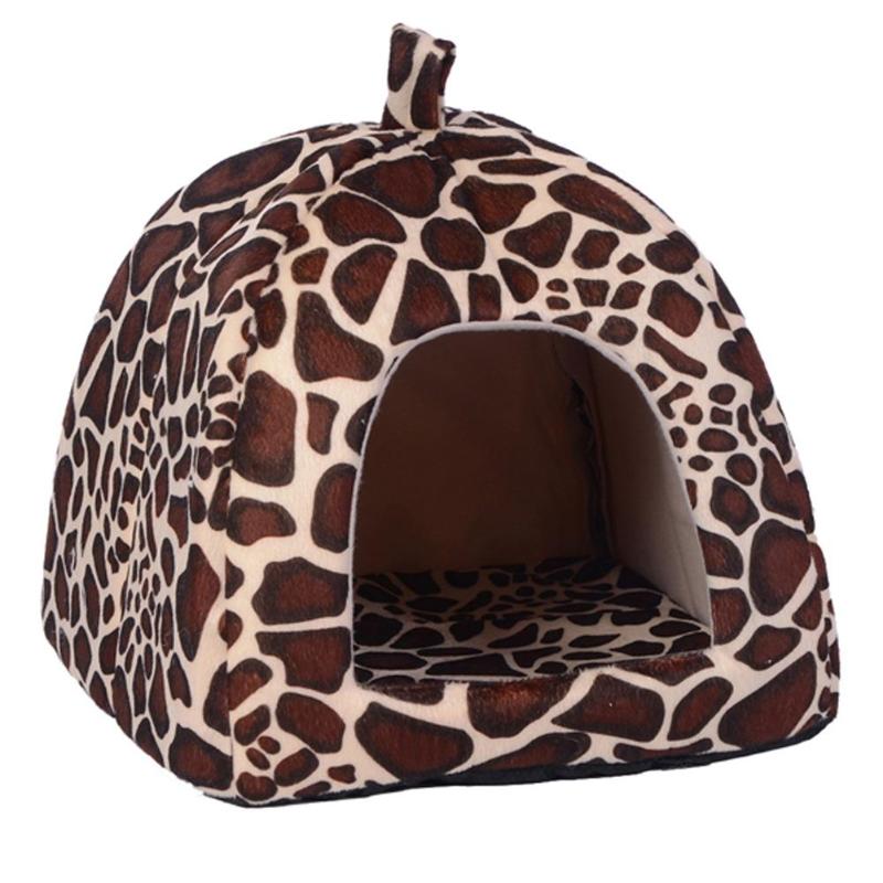 Blød jordbær leopard kæledyr hund kat hus telt kennel doggy vinter varm pude kurv dyr seng hule kæledyr produkter forsyninger: Hvid / L