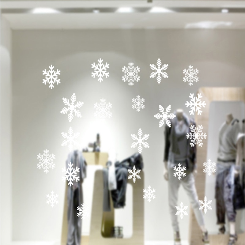 38 unids/lote, pegatinas de copos de nieve de ventana de vidrio electrostático, decoración de invierno para habitación de niños, pegatinas de pared de Navidad, calcomanía, wallpa
