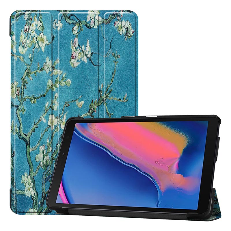 Case For Samsung Galaxy Tab A 8.0 inch S Pen Ultra Slim Leather Magnetic Stand Cover For Galaxy Tab SM-P200 SM-P205 Funda: Apricot flower