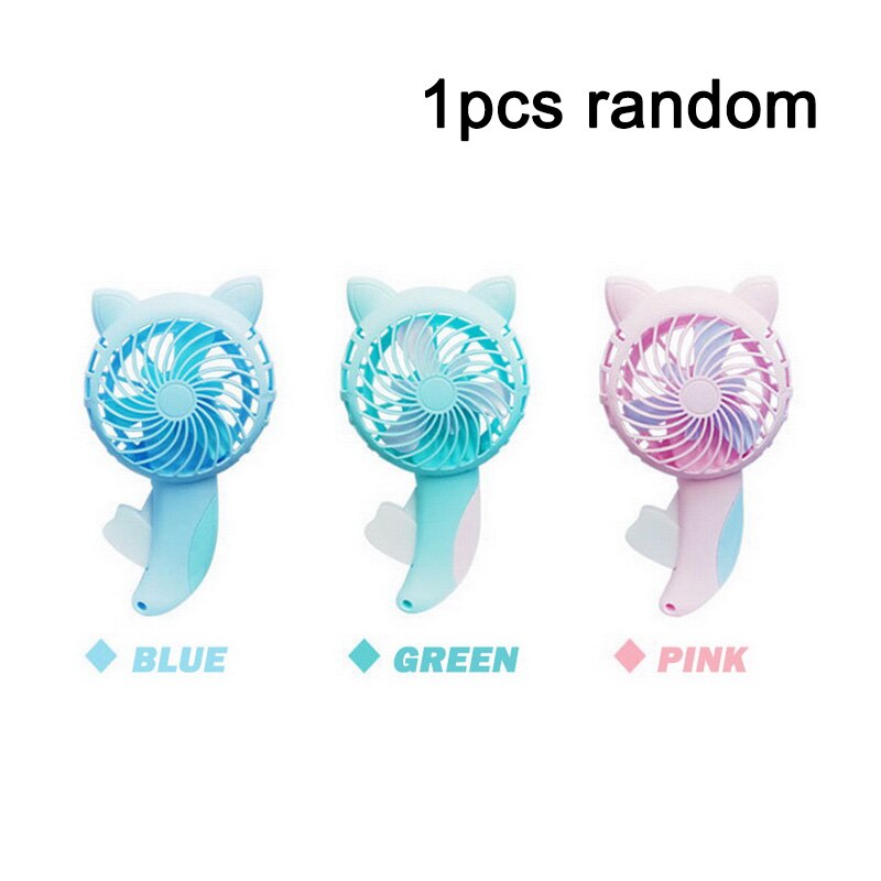Justerbar 7 blad mini usb genopladelig ventilator bærbar hals sport fan halsbånd skrivebord hånd air fan conditioner til værelse: 1pc tilfældige