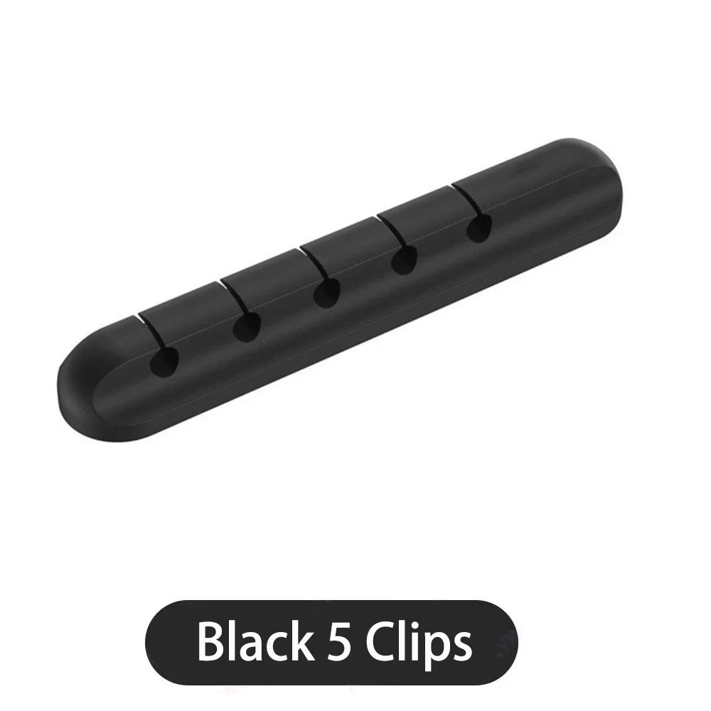 Clips de soporte de Cable adhesivo, organizador de cables de gestión de cables para escritorio, Cable de carga USB, mesita de noche, Cable de alimentación, Cable de ratón: Negro