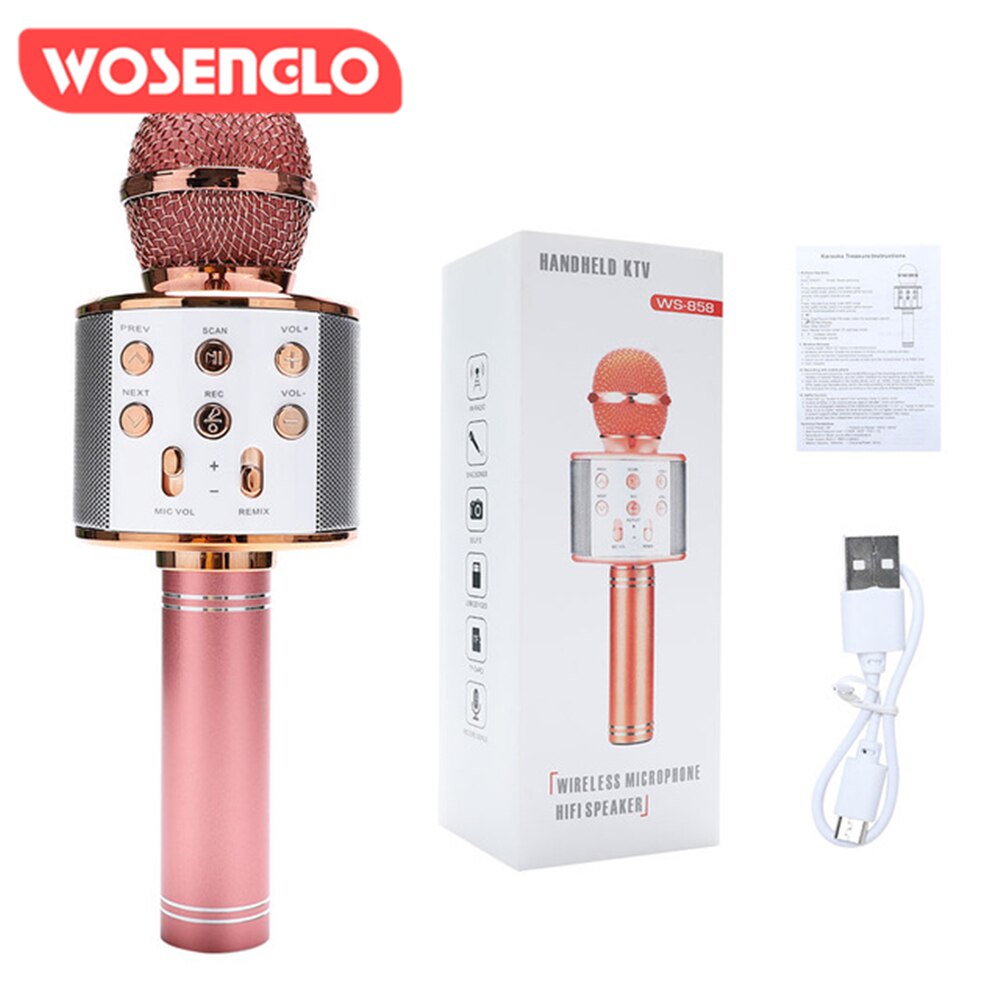 WS858 Bluetooth Handheld Karaoke Speaker Player Machine for Kids Adults Home KTV Party for Android/Iphone/Ipad/Pc Girl Boy: F