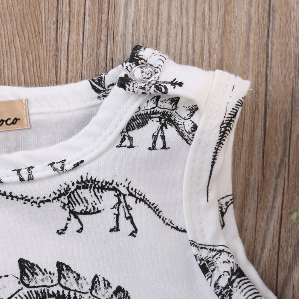 Zomer Romper Baby Baby Meisje Jongen Kleding Dinosaurussen Gedrukt Mouwloze Romper Katoen Outfits