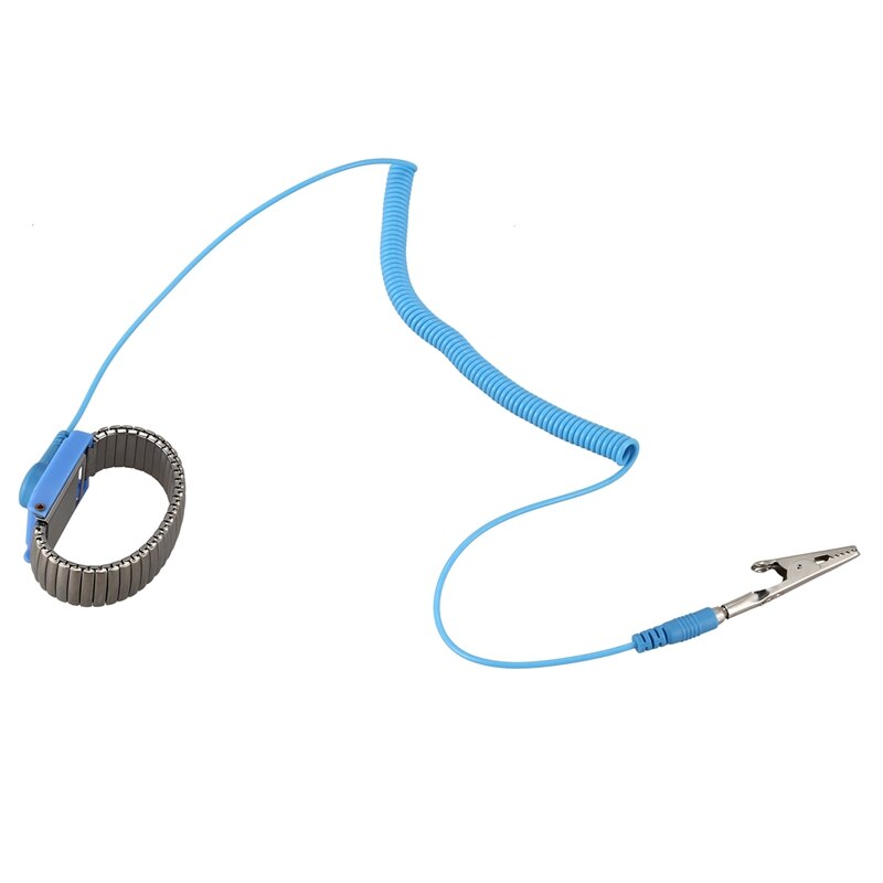 Antistatic ESD Wristband Metal Adjustable Grounding Strap Blue