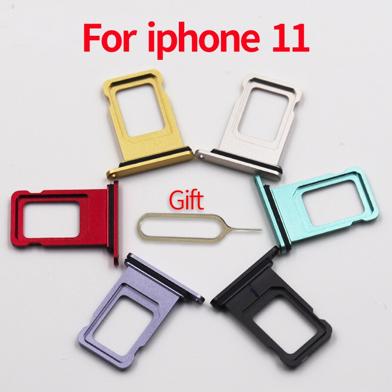 Original Single/Dual Sim Card Tray Slot Holder For iPhone 11 Reader Connector Slot Tray Holder With Waterproof Ring