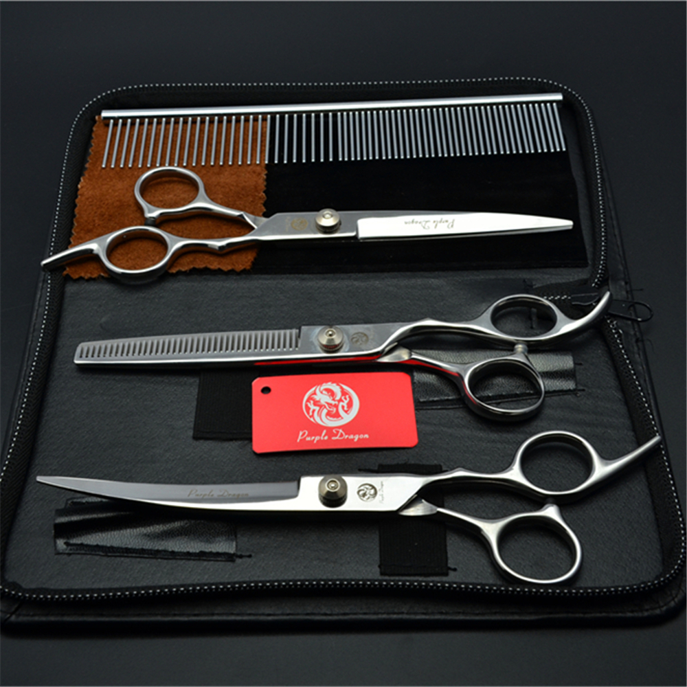 Tijeras de peluquería para perros de 6 ", tijeras de peluquería para mascotas de acero inoxidable japonés, tijeras de corte, tijeras de adelgazamiento, juego de tijeras curvas Z3001: Marrón oscuro