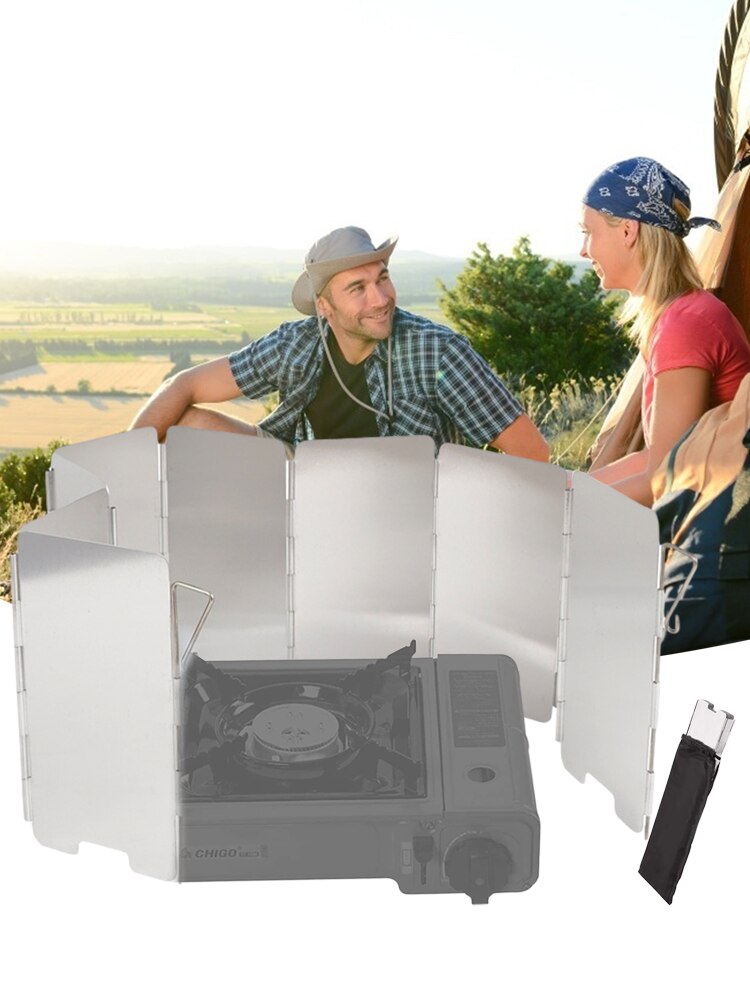Outdoor Stove Wind Shield Gas Burner Windshield 7/8/9/10/12Plates Gas Stove Windshield Windproof Screen Camping Stove Windscreen