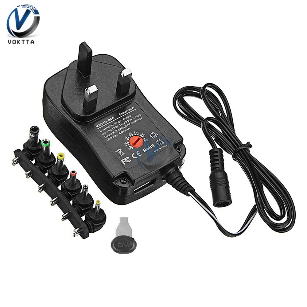 3V-12V 3V 4.5V 5V 6V 7.5V 9V 12V 2A ac/Dc Adapter Verstelbare Voeding Universele Adapter Oplader Met Usb-Interface 6 Adapter: UK