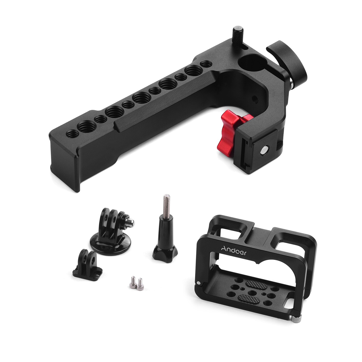 Andoer Metal Camera Cage with Cold Shoe Mount 1/4 Screw Interfaces Compatible with OSMO ACTION Vlogging Shooting Case
