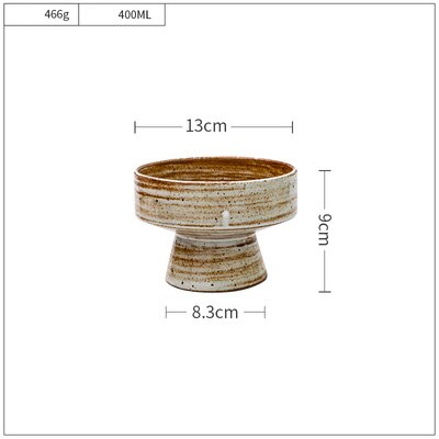 Kinglang pratos feitos à mão tigela cerâmica retro utensílios de mesa por atacado copo prato único produtos comer comida tigela: High Foot Bowl