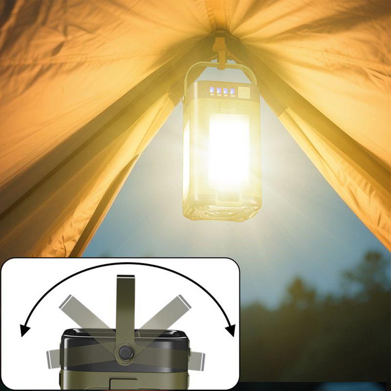 Kamplamp Tentverlichting voor kamperen Zonne-energie Draagbaar 6 modi Dimbaar met 90 graden Uitbreidbaar 4 Led Voor Wandelen Patio Tent Power