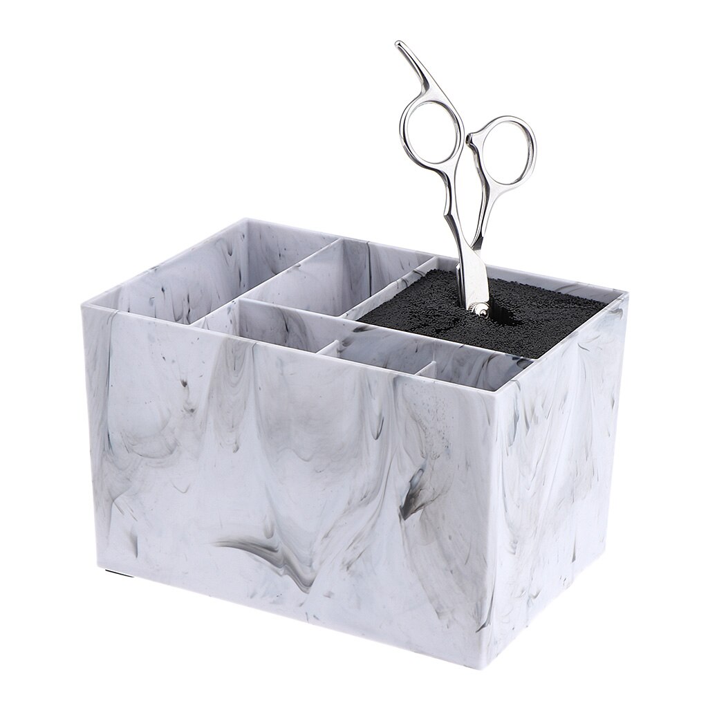 Boîte de rangement pour ciseaux de coiffeur à 6 fentes, support de boîte de rangement de décor pour Salon de coiffure