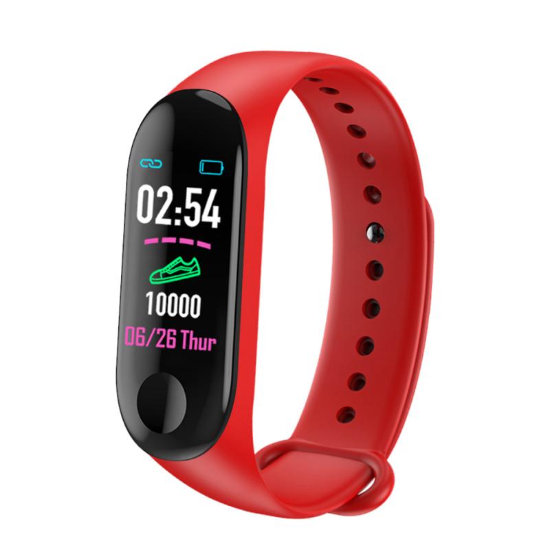 Male Smart Bracelet Blood Pressure Heart Rate Monitor Sports Running Watch Waterproof Pedometer Watch Fitness Step Counter: Red