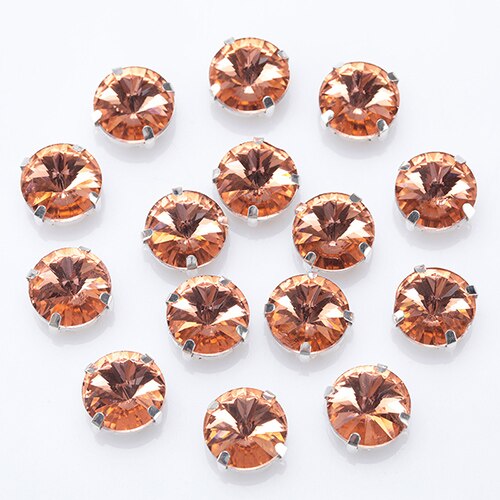 Piedras de cristal redondas brillantes para coser, piedras de vidrio para decoración de ropa, piedras de cristal sueltas con parte trasera plana y garra, 10  s062: Rojo agua