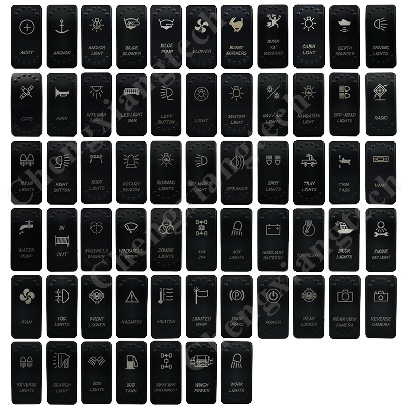 Dual Led ON OFF Switch Base 5PIN SPST Waterproof IP68 12V 20A 24V 10A Switch Body, Car Boat Rocker Switch Accessories: 1 lasor cap