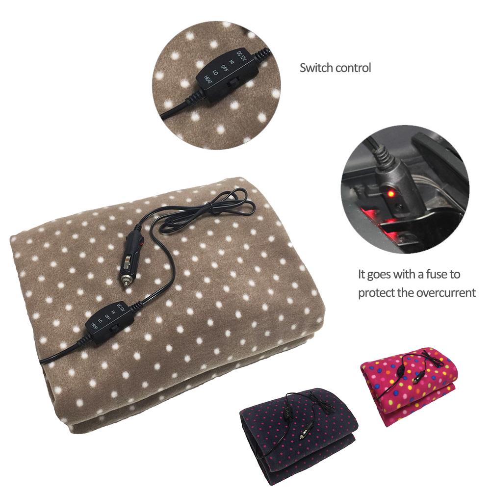 12V Car Electric Heating Blanket Car Energy Saving Warm Electric Blanket Pattern Warmth Shearing Plush Cover