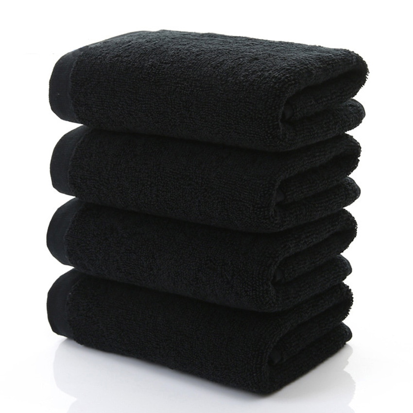 Toalla de baño negra de algodón, gruesa, para viajes al aire libre, suave y grueso, alto absorbente, para Hotel y adultos