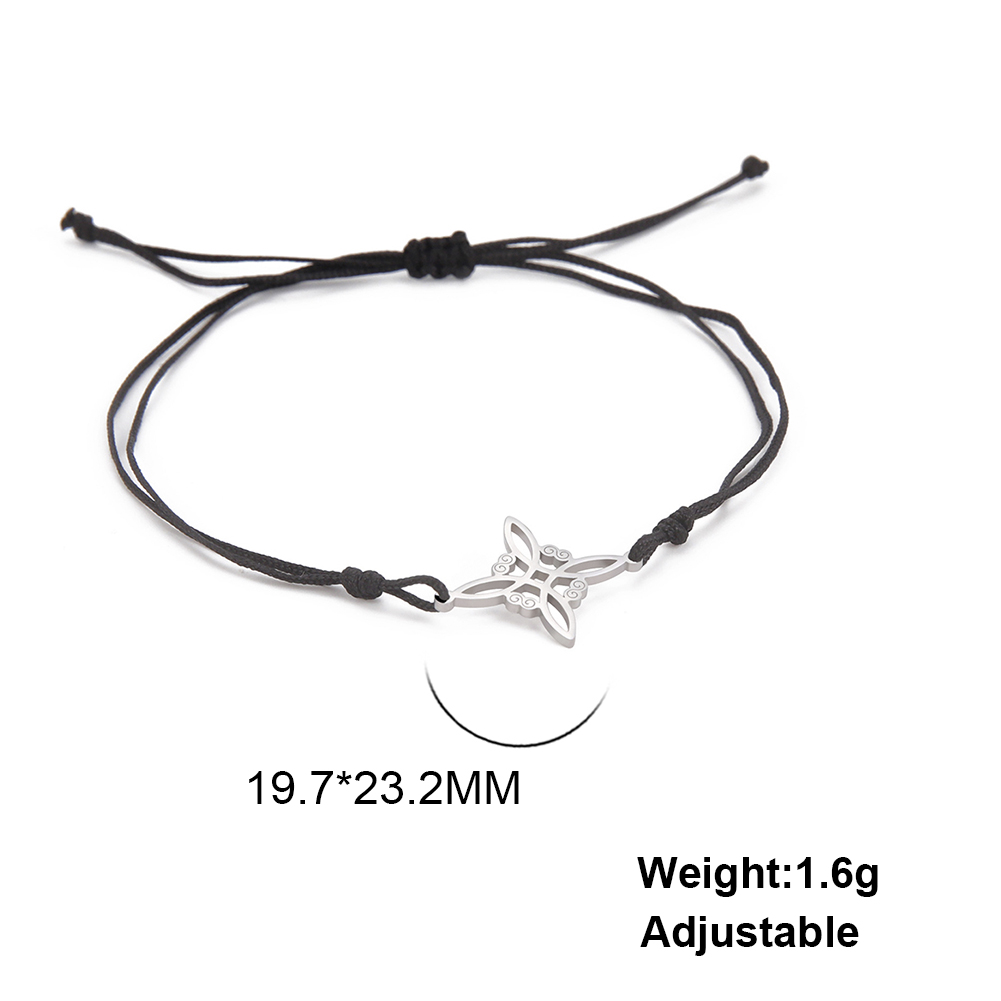 LIKGREAT Bracelet noeud de sorcière irlandaise pour femmes hommes noeud celtique réglable corde tissée bijoux acier inoxydable amulette Talisman: Brun rougeâtre