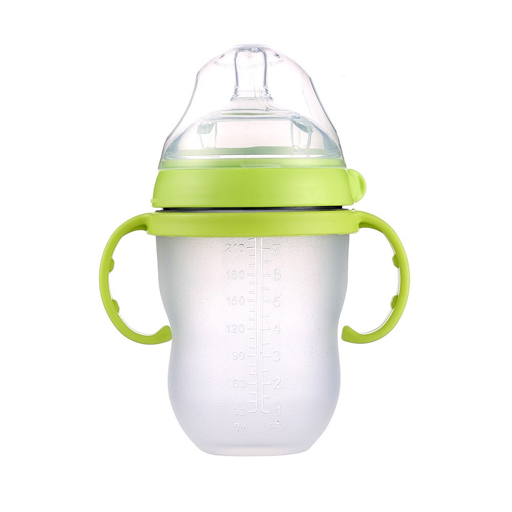 150ml & 250ml baby modermælk flaske bred hals blød silikone fodring container spædbarn drikke vandflaske børn ammende flasker: Grøn 250ml