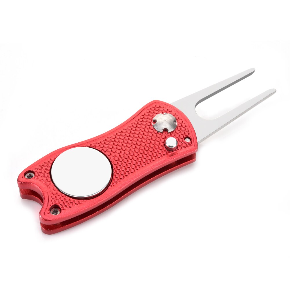 Stainless Steel Golf Divot Repair Switchblade Tool Pitch Groove Cleaner Magnetic Golf Pitchfork Putting Green Fork Golf Training