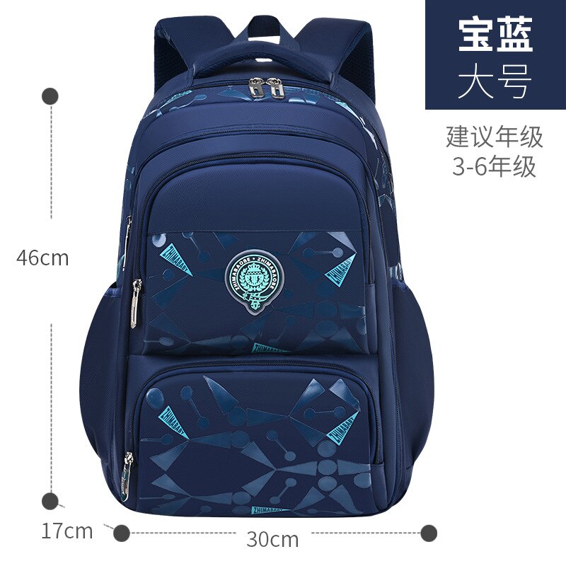 Grade 3-6 Waterdicht Kinderen Schooltassen Jongens Basisschool Rugzakken Orthopedi Junior Hoge Schooltas Mochila Infantil: dark blue large