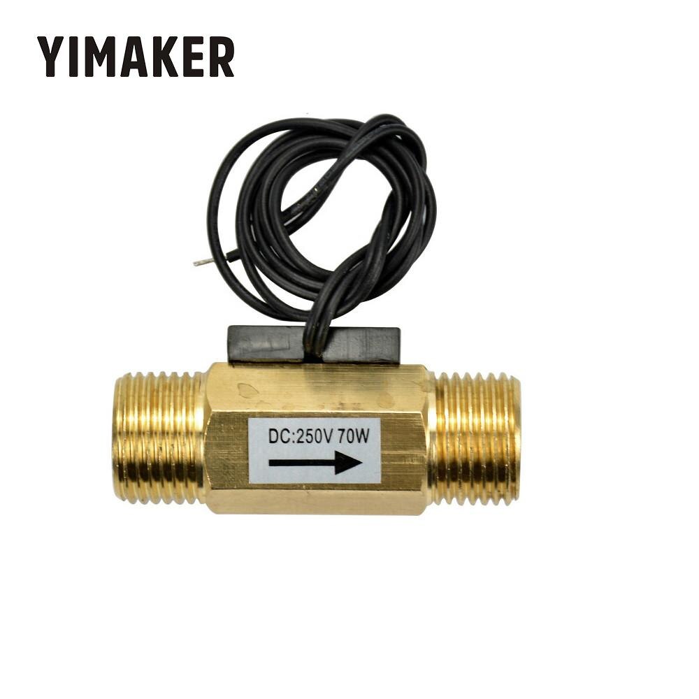 YIMAKER Flowmeter Brass DC250V 70W 4 External Teeth Reed Type Magnetic Water Heater Float Induction Water Flow Switch