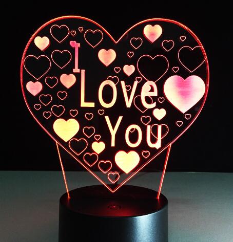 Valentinstag 3D Lampe LED-nachtlicht 7 Farben Tisch lampe Wohnkultur Birne berühren Sensor Luminarias für Frau: Liebe 11