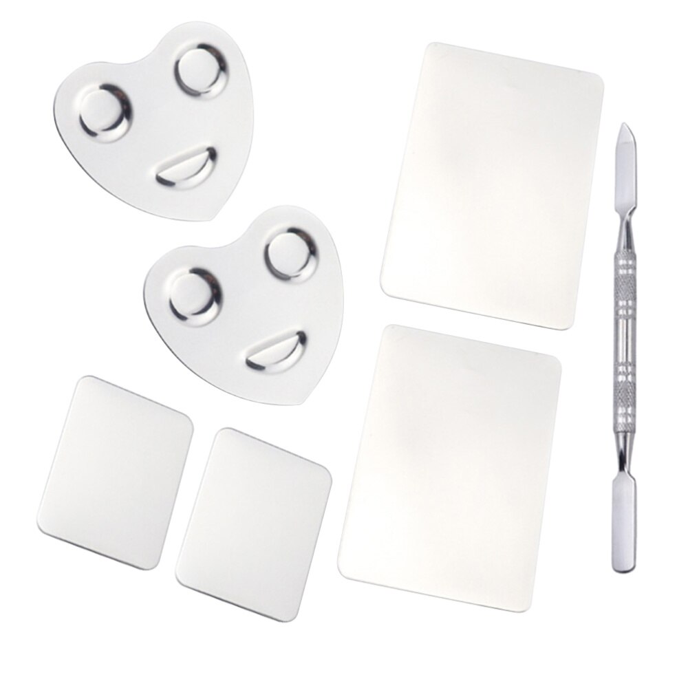 1 Set/7Pcs Nail Art Toning Plaat Rvs Nail Schoonheid Kleur Mengen Tray Nail Art Tool Voor mannen Vrouwen: Default Title