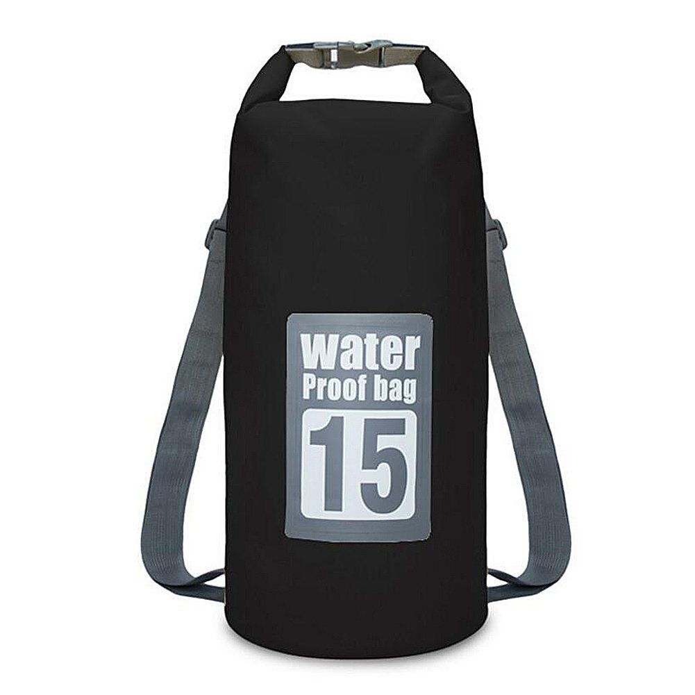 Sacs étanches 5l, 10l, 15l, 20l/30l, sac sec de rangement pour canoë, Kayak, Rafting Sport de plein air, Kit de voyage, sac à dos: 15L-Black