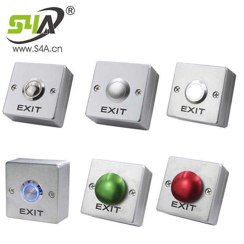 Exit Button with LED Light for Access Control Zinc Alloy Material the Bottom Box Door Push Exit Release Mushroom Button Switch
