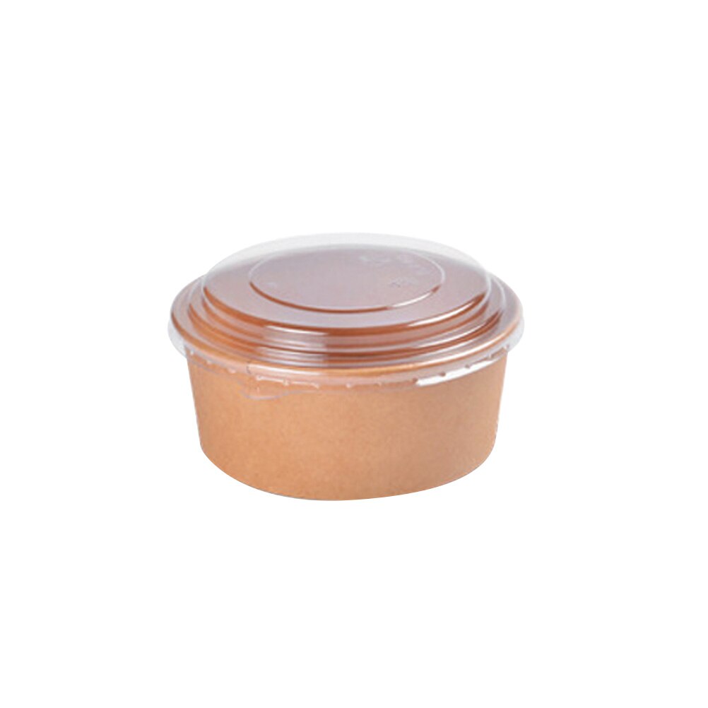 20pcs Disposable Kraft Paper Bowls Fruit Salad Bowl Food Packaging Containers Party Favor (16oz, with Lid)