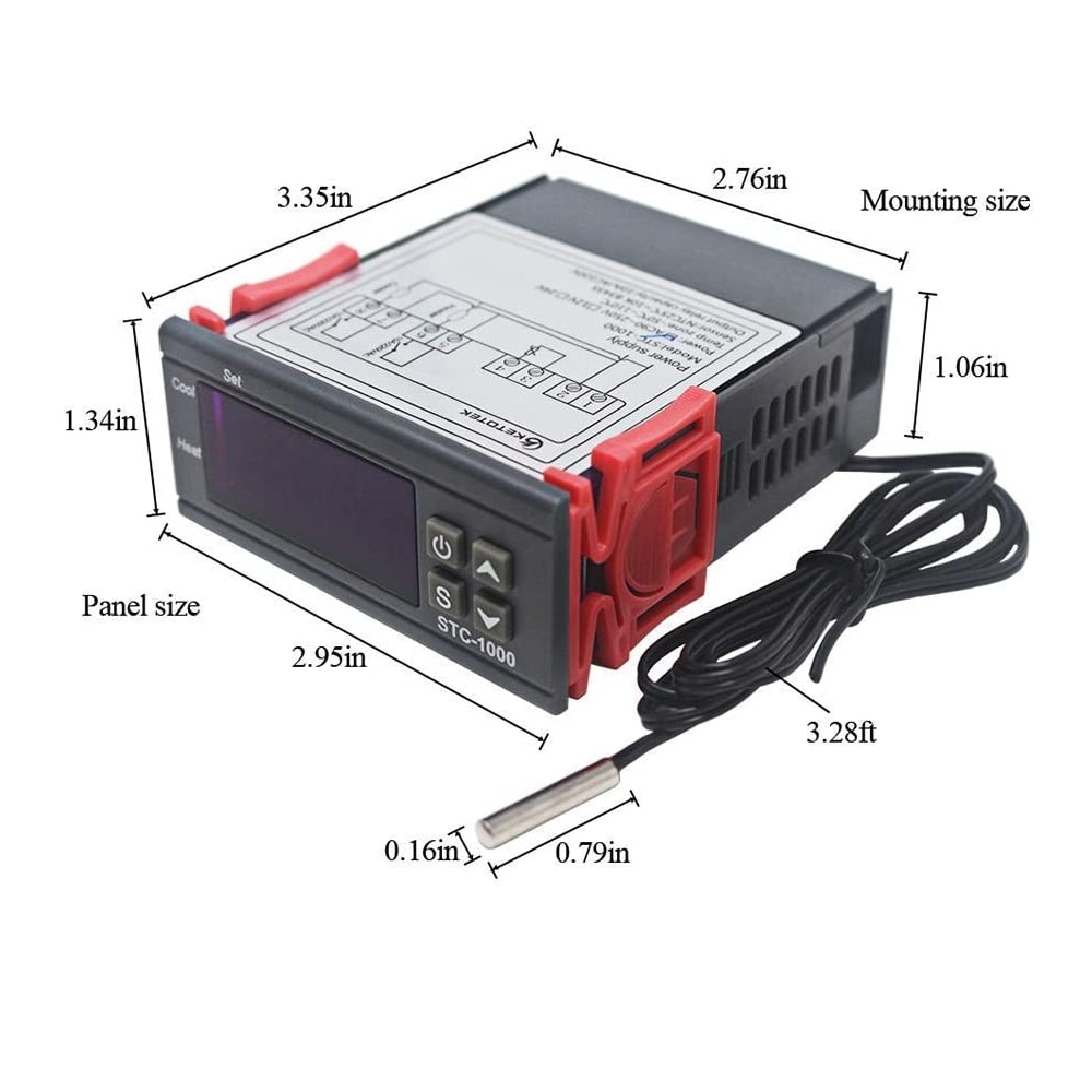 STC-1000 12v 24v 220v digital controlador de temperatura termostato termorregulador incubadora relé 10a led aquecimento refrigeração stc1000