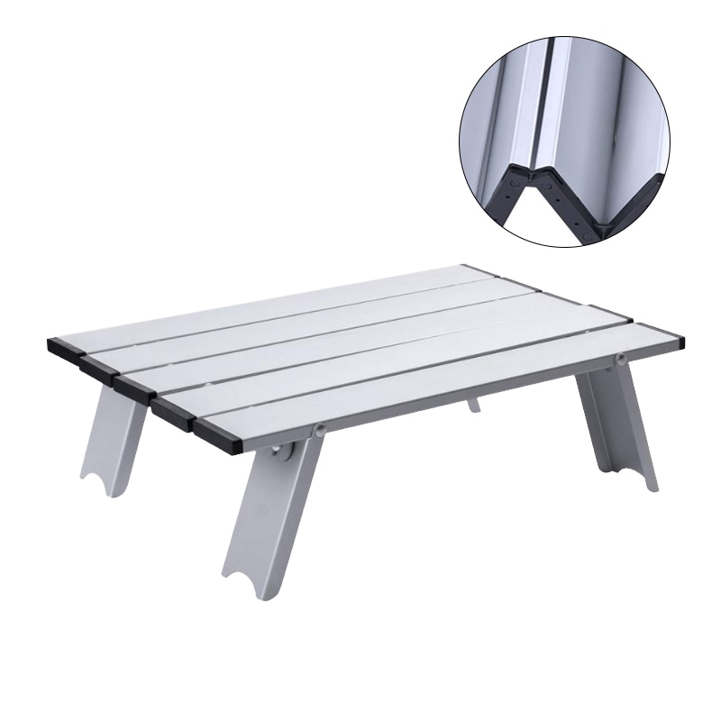 Small Folding Table Portable 2 Feet, Small Foldable Table Adjustable Height, Lightweight Aluminum Camping Table