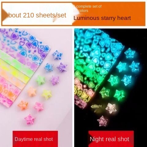 Lighting Star Origami Paper Handmade Mixed Set Craft Paper Folding DIY Crafts Fluorescence Home Decoration Stickers Luck: Purple