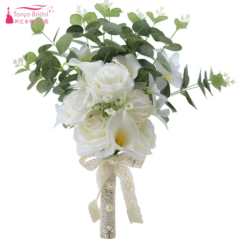 Country Style Artificial Wedding Bouquets For Brides Ivory Beige Bohemian Wedding Flowers Bouquets Bouquet De Mariage D681